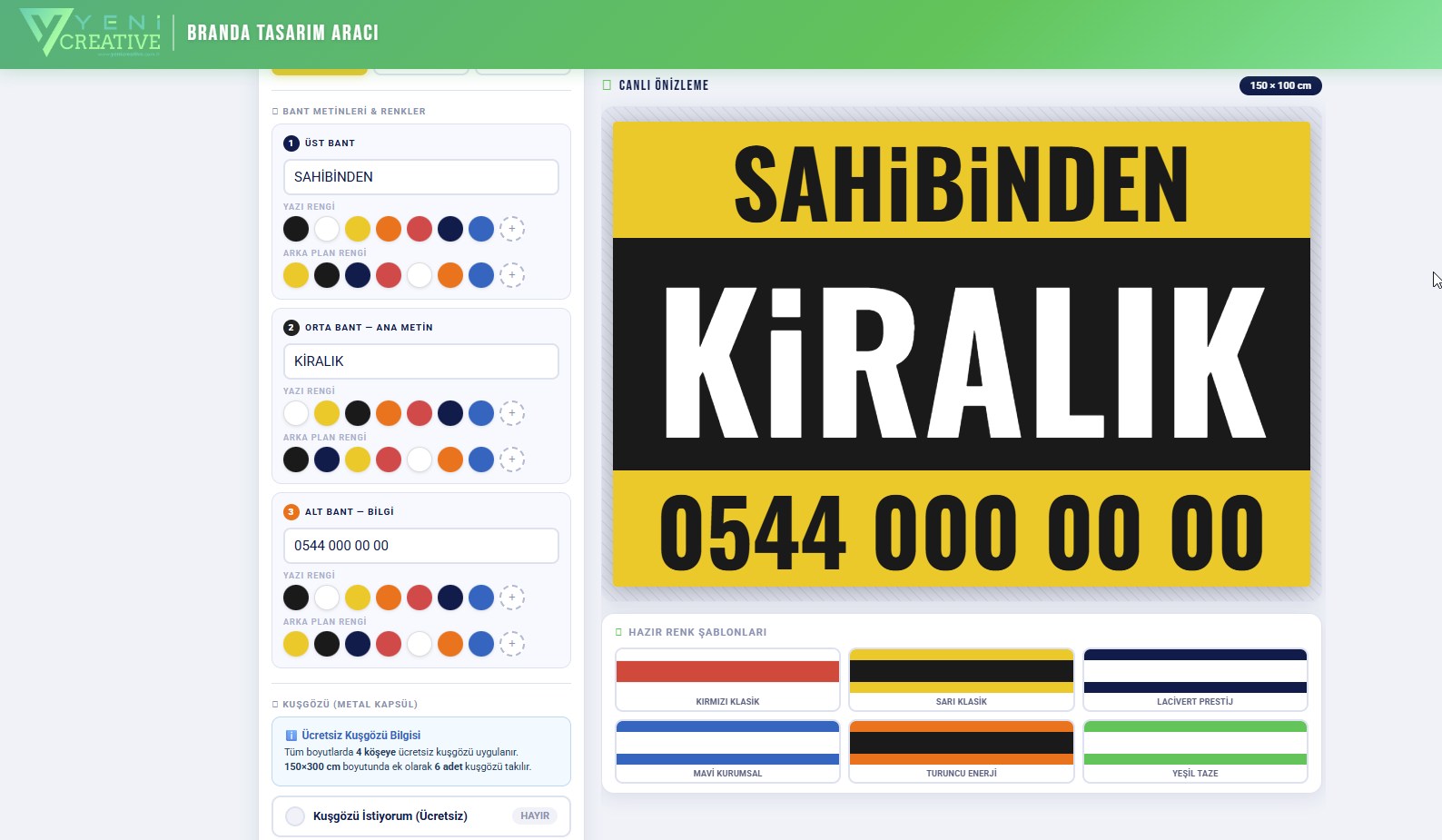 Online Branda TAsarım Aracımızı Denediniz mi ? 
